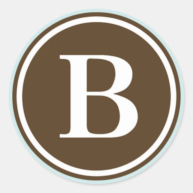 Adesivo Redondo Círculo inicial B monograma - letra selada - parte (Frente)