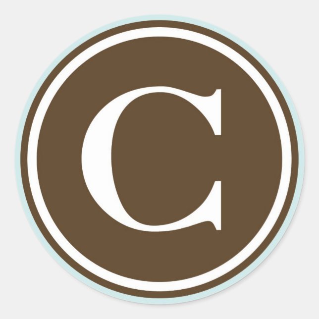 Adesivo Redondo Círculo inicial C monograma - letra selada - parte (Frente)