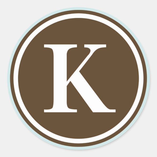 Adesivo Redondo Círculo inicial do K monograma - letra - letra - F (Frente)