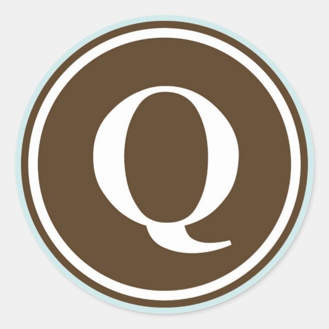 Adesivo Redondo Círculo inicial do Q monograma - letra - letra - F (Frente)