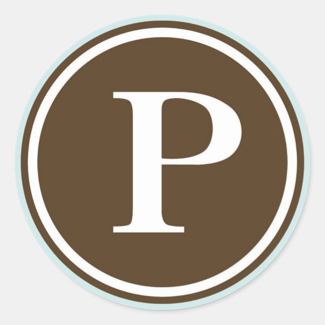 Adesivo Redondo Círculo inicial P monograma - letra - letra - Freg (Frente)