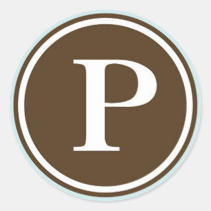 Adesivo Redondo Círculo inicial P monograma - letra - letra - Freg