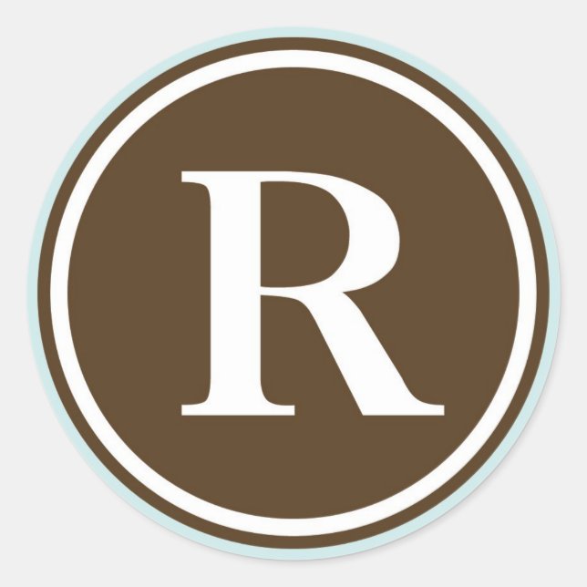 Adesivo Redondo Círculo inicial R monograma - letra - letra - Freg (Frente)