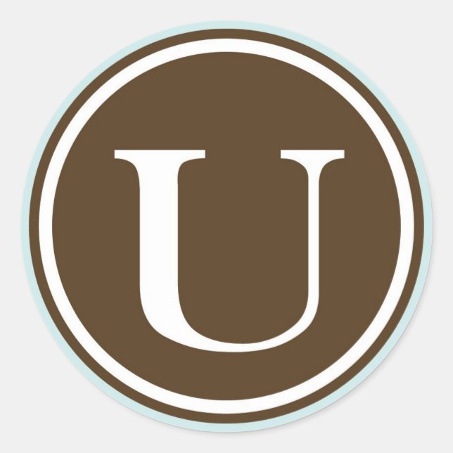 Adesivo Redondo Círculo inicial U monograma - letra de selo do par (Frente)