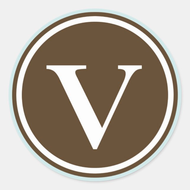 Adesivo Redondo Círculo inicial V monograma - letra - letra - Freg (Frente)