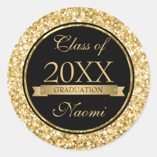 Adesivo Redondo Círculo Negro Brilhante Dourado E Branco