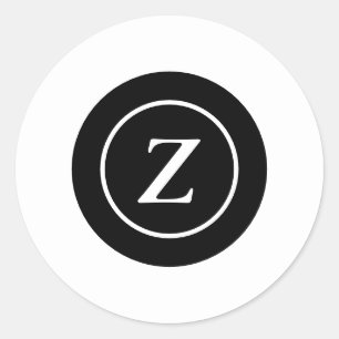 Adesivo Redondo Círculo preto e branco inicial personalizado