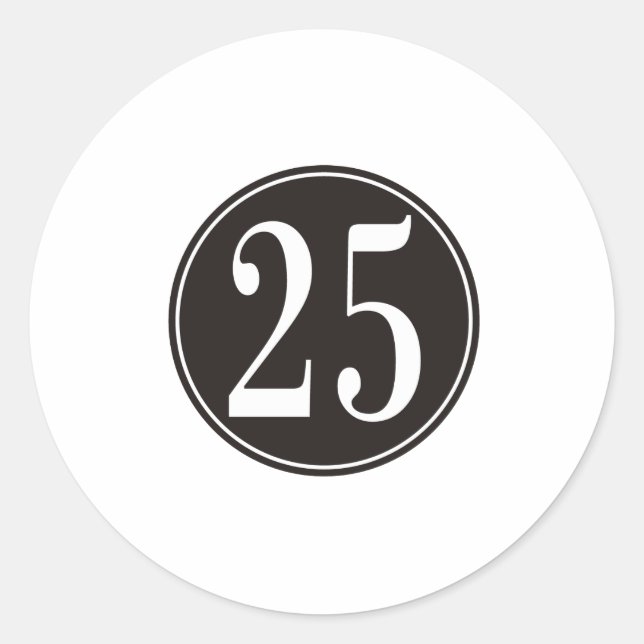 Adesivo Redondo Círculo Preto - Número 25 (frente) (Frente)