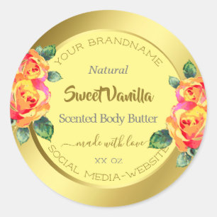 Adesivo Redondo Círculo Primavera dos Rosas Florais Elegantes Amar