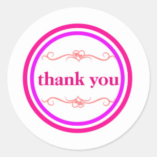 Adesivo Redondo Círculo Rosa Azul Roxo Obrigado