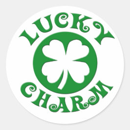 Adesivo Redondo Círculo verde/branco do encanto afortunado
