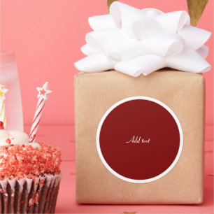 Adesivo Redondo Círculo Vermelho, MODELO de Texto Branco