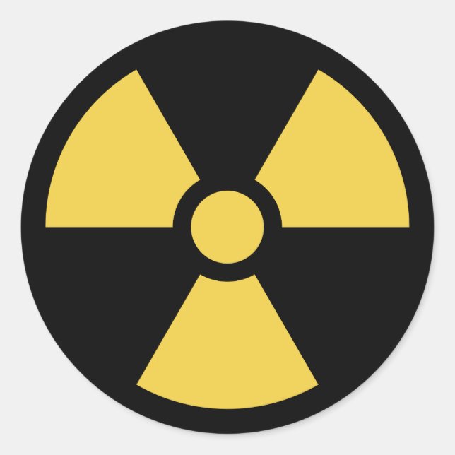 Adesivo Redondo Círculo Vinheta Radioativa Amarelo a Preto (Frente)