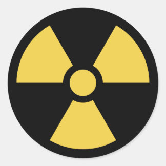 Adesivo Redondo Círculo Vinheta Radioativa Amarelo a Preto