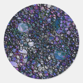 Adesivo Redondo Círculos Abstratos Desenhados à Mão, Azul, Roxo, P