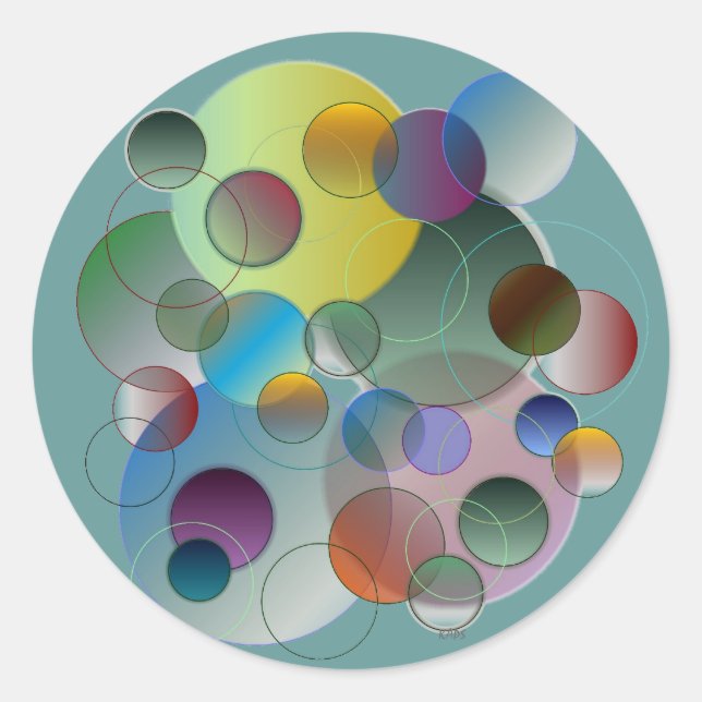 Adesivo Redondo Círculos, Anéis, Formas Geométricas (Frente)