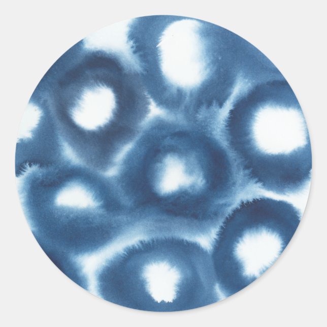 Adesivo Redondo Círculos de Impressão de Aquarela Indigio (Frente)