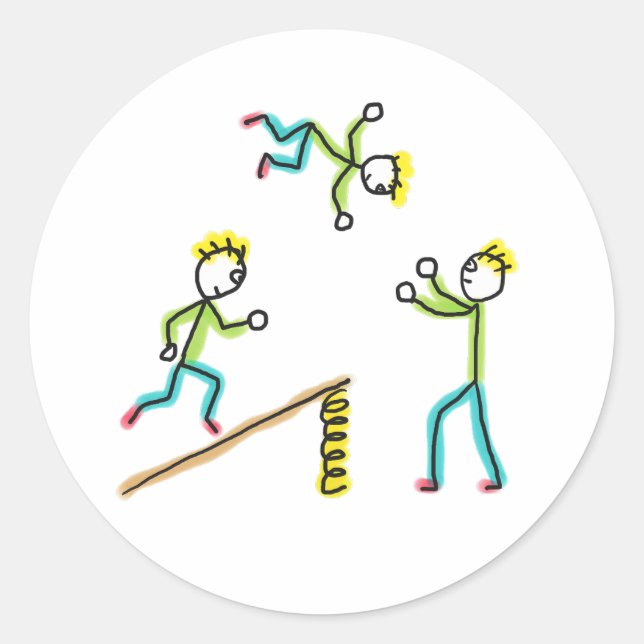 Adesivo Redondo Circus Stickmen Acrobats (Frente)