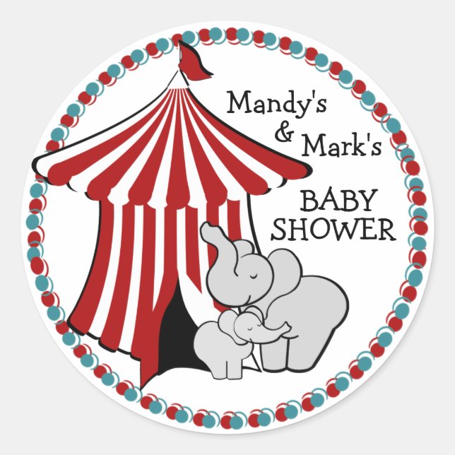 Adesivo Redondo Circus Tent Baby Elephant (Frente)
