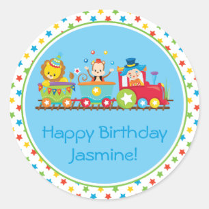 Adesivo Redondo Circus Train   Automóveis De Comboio   Personaliza