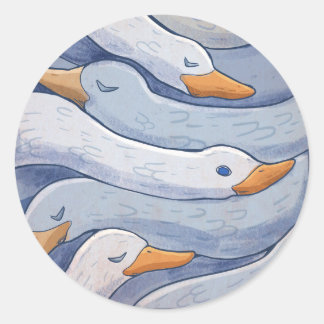 Adesivo Redondo Cisne Elegante - Ilustração de Padrão Animal
