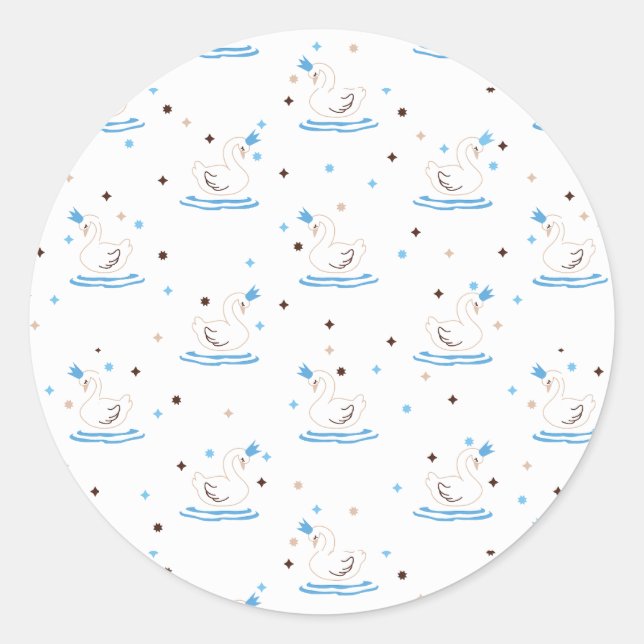 Adesivo Redondo Cisne Encantado lago Swan Fairy Tale Crowan Swan (Frente)