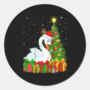 Adesivo Redondo Cisne Natal Festa Santa Cisne Árvore de Natal