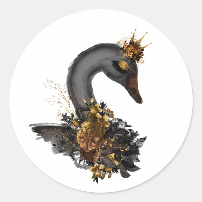 Adesivo Redondo Cisne Negro (Frente)
