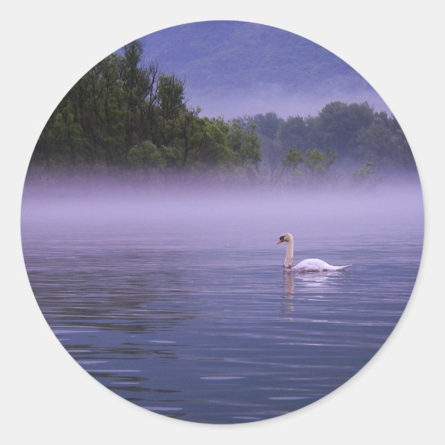 Adesivo Redondo Cisne no lago (Frente)