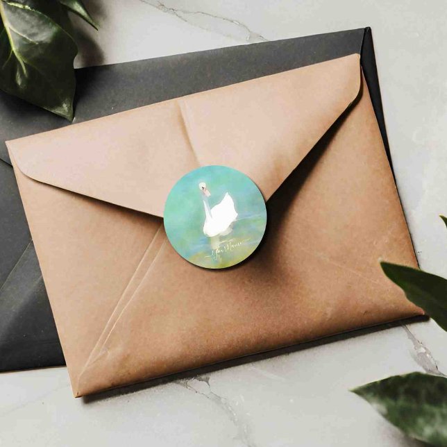 Adesivo Redondo Cisne no lago Balaton - personalizado (Criador carregado)