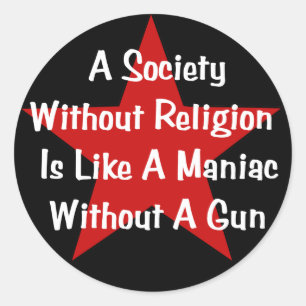 Adesivo Redondo Citação Anti-Religião