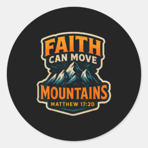 Adesivo Redondo Citação da Bíblia Fé Pode Mover Montanhas Cristã