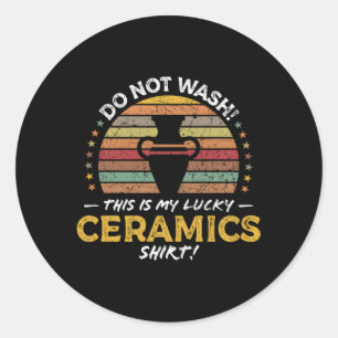 Adesivo Redondo Citação da Escultura de Clay de Cerâmica Kiln