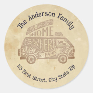 Adesivo Redondo Citação da Vida de Camping Van Camping