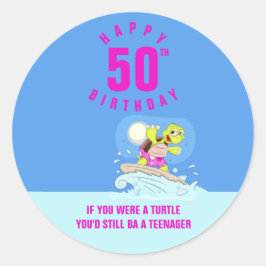 Adesivo Redondo Citação de 50 anos engraçada