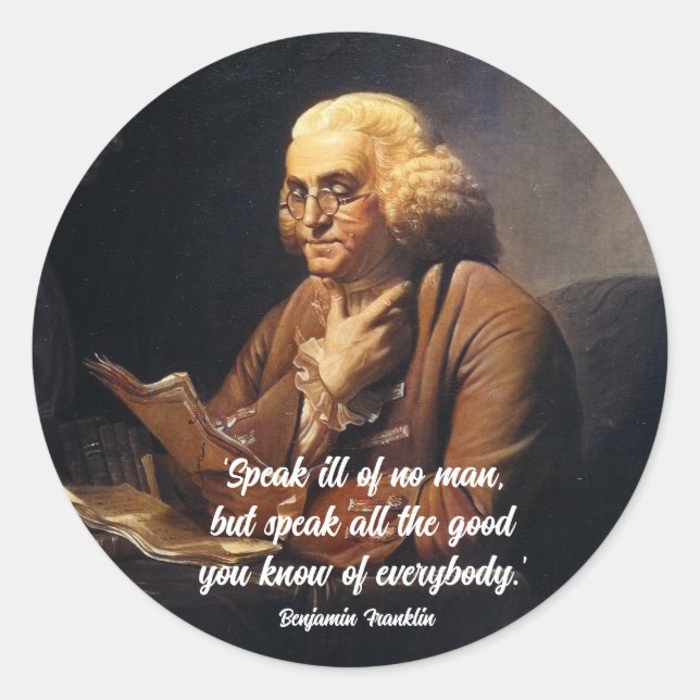 Adesivo Redondo Citação de Benjamin Franklin (Frente)