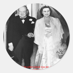 Adesivo Redondo Citação de casamento de Churchill & Famous