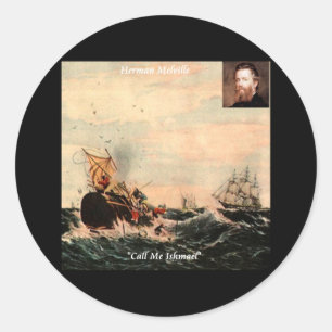 Adesivo Redondo Citação de Herman Melville Chame-me Ismael