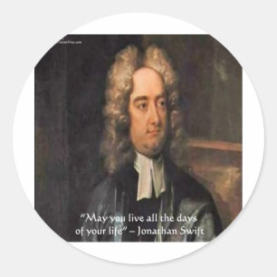 Adesivo Redondo Citação de Humor de Jonathan Swift ao Vivo