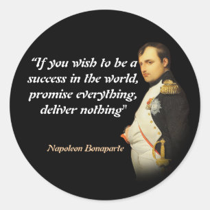 Adesivo Redondo Citação de Napoleão Bonaparte Sobre o Sucesso