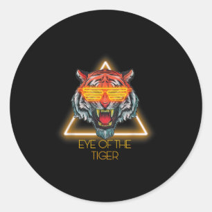 Adesivo Redondo Citação de Olhos de Tigre Motivacional