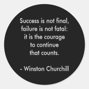 Adesivo Redondo Citação de Winston Churchill; Sucesso