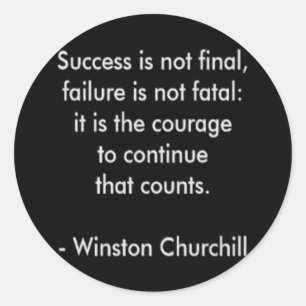Adesivo Redondo Citação de Winston Churchill; Sucesso