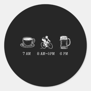 Adesivo Redondo Citação Divertida de Humor de Ciclismo Café Viagem