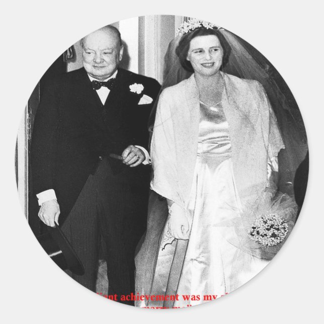 Adesivo Redondo Citação do Casamento Churchill e Familiar (Frente)