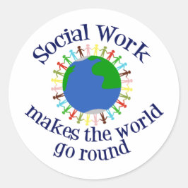 Adesivo Redondo Citação do Trabalho Social Inspirador