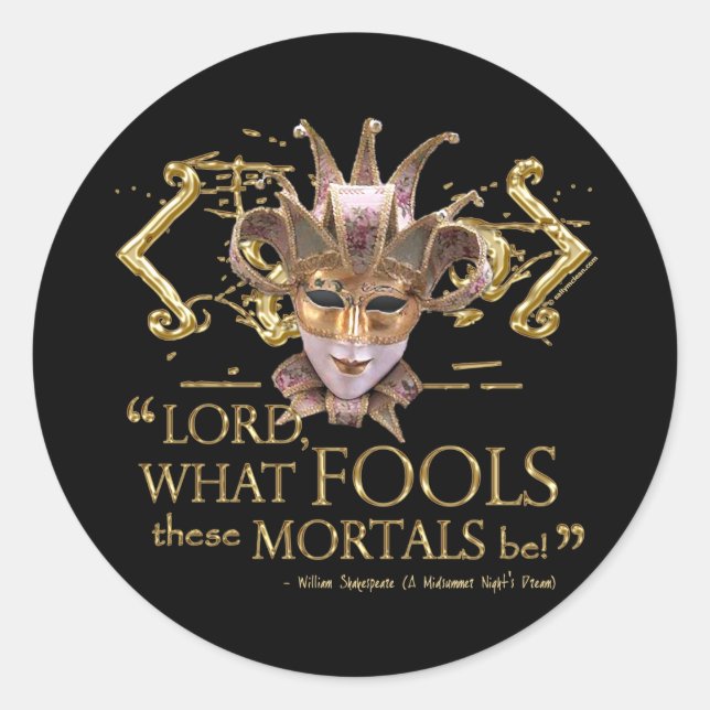 Adesivo Redondo Citação dos Sonhos da Noite de Verão (Versão Doura (Frente)