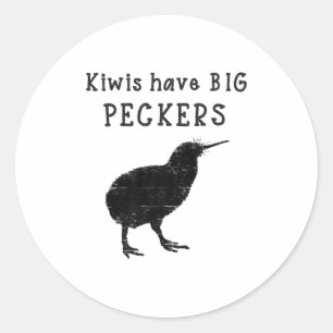 Adesivo Redondo Citação engraçada da Nova Zelândia Os kiwis têm bi