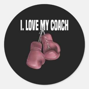Adesivo Redondo Citação engraçada de boxe Eu amo meu treinador Tre