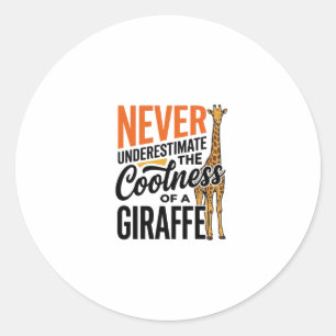 Adesivo Redondo Citação Engraçada de Girafa Camiseta Vintage Vetor